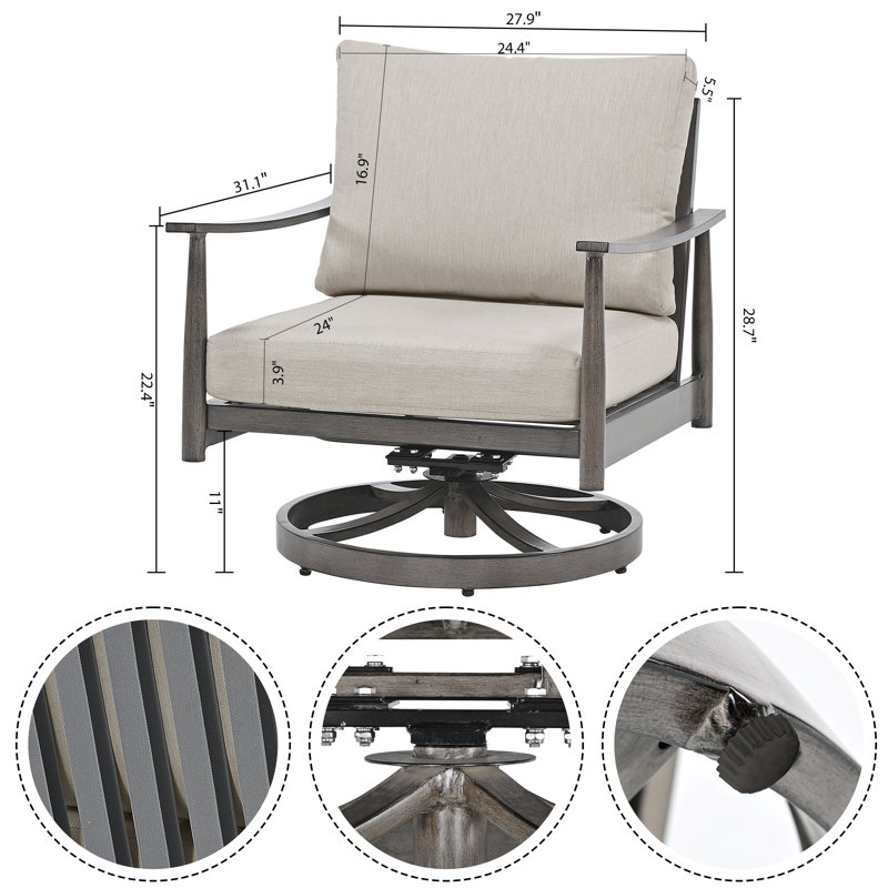 Mariene 4 - Person Patio Conversation Set with Cushions, Gray, Gray