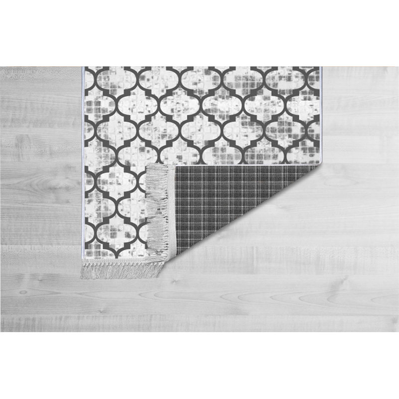 Tapis ivoire / gris Akrati, Rectangle 4 pi 7 po x 7 pi 3 po