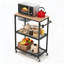 Chariot à micro-ondes roulant pour la cuisine, chariot de cuisine à 3 niveaux sur roulettes avec poignée et panier de rangement, table basse pour le bureau du salon