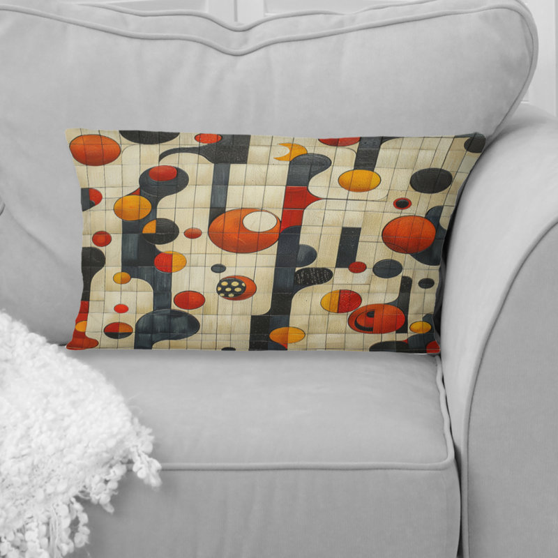 Orange, jaune, formes géométriques modernes IV - coussin lombaire moderne