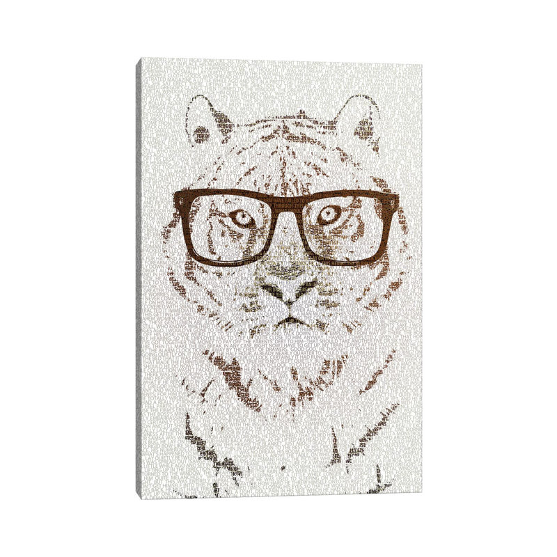 The Intellectual Tiger Hipster Version by Paula Belle Flores - Wrapped Canvas Print, 45.72cm H x 30.48cm W x 1.905cm D
