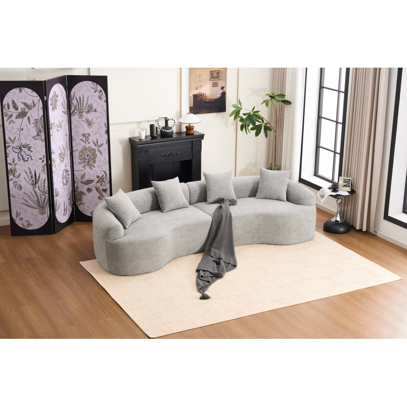 Canapé courbé sans os, canapé modulaire à compression, gris haute densité, canapé-lit pour salon, chambre, salon, appartement, chenille