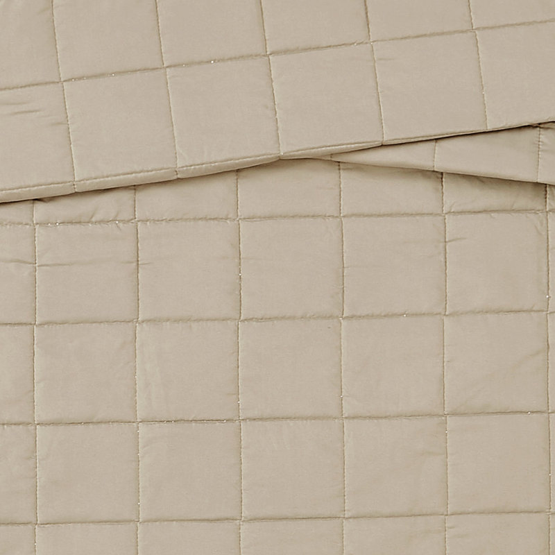 London Fog Garment Wash Solid Quilt Set, Khaki, Twin Quilt + 1 Standard Shams