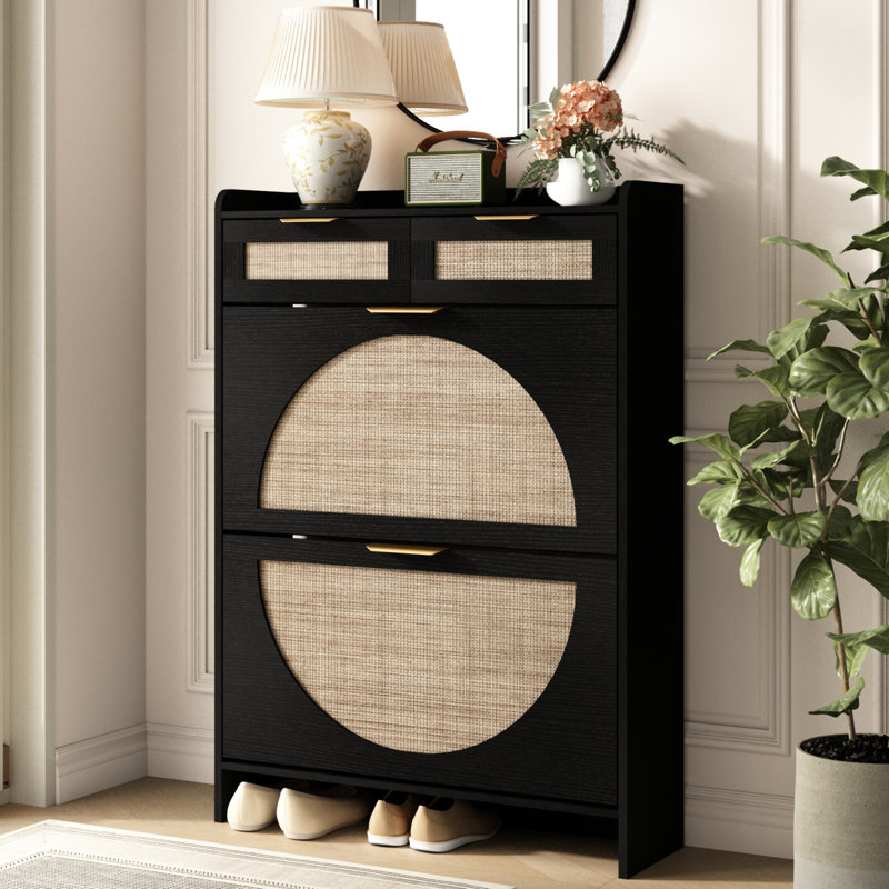 Armoire de rangement pour chaussures Anteus, Noir mat