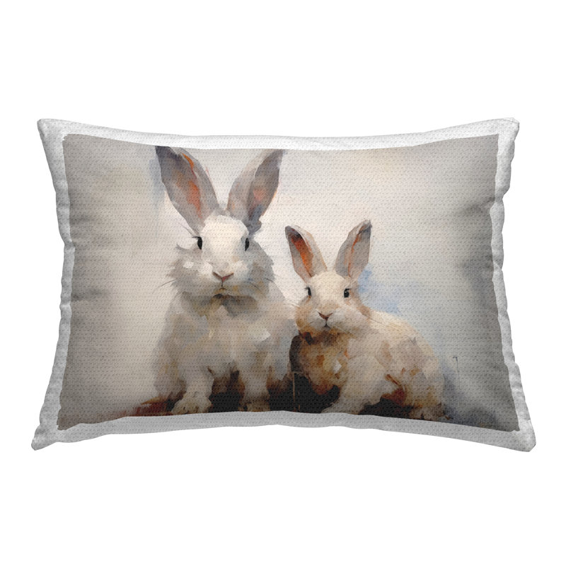 Coussin d'extérieur imprimé Fluffy Spring Bunnies par Arlington Prints