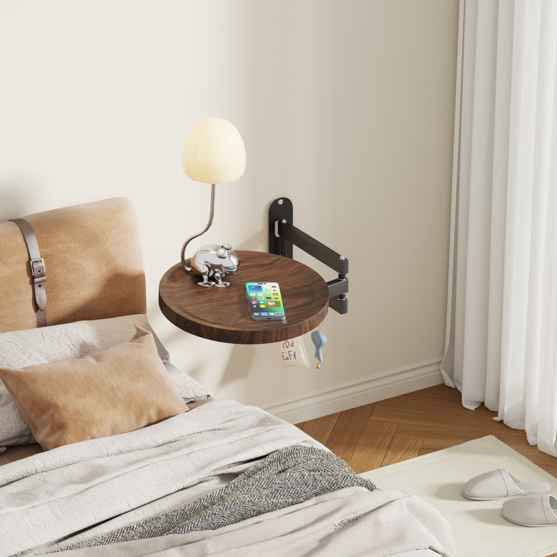 Bedside Table, Dark Walnut Round
