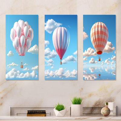 Ensemble de 3 décorations murales Skyhigh Balloon Whimsy - Montgolfière