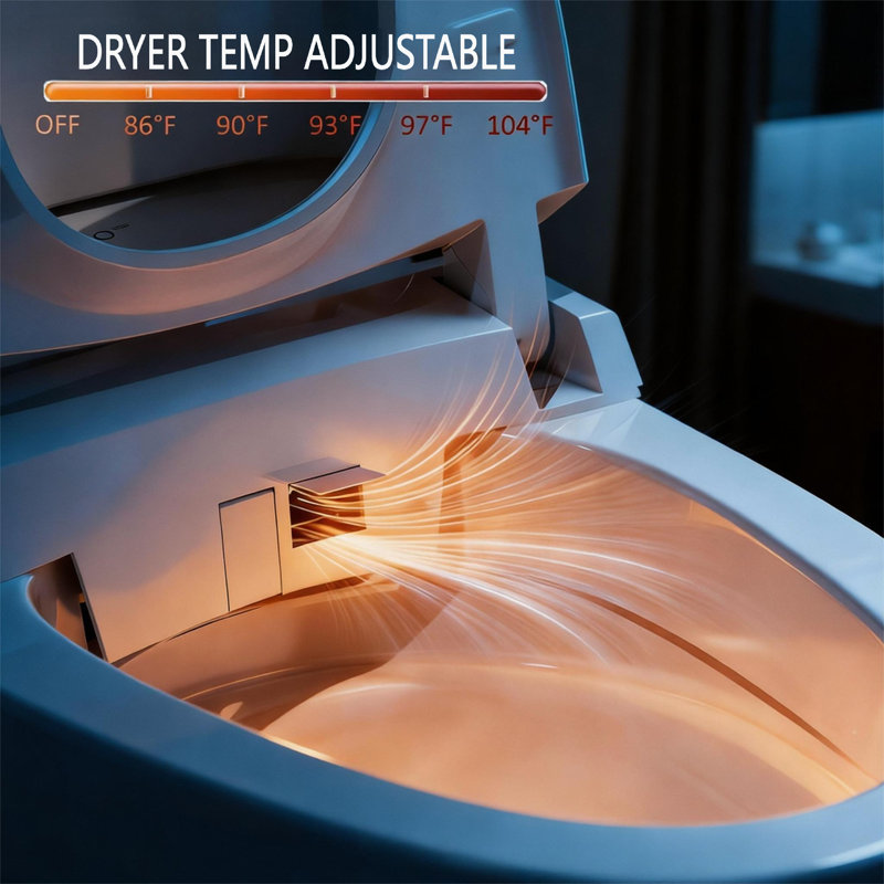 Smart Toilet Bidet,Off-seat Auto Flush,Foot Kick Flush,Warm Wash,Heated Seat,Elongated One Piece Modern Toilet