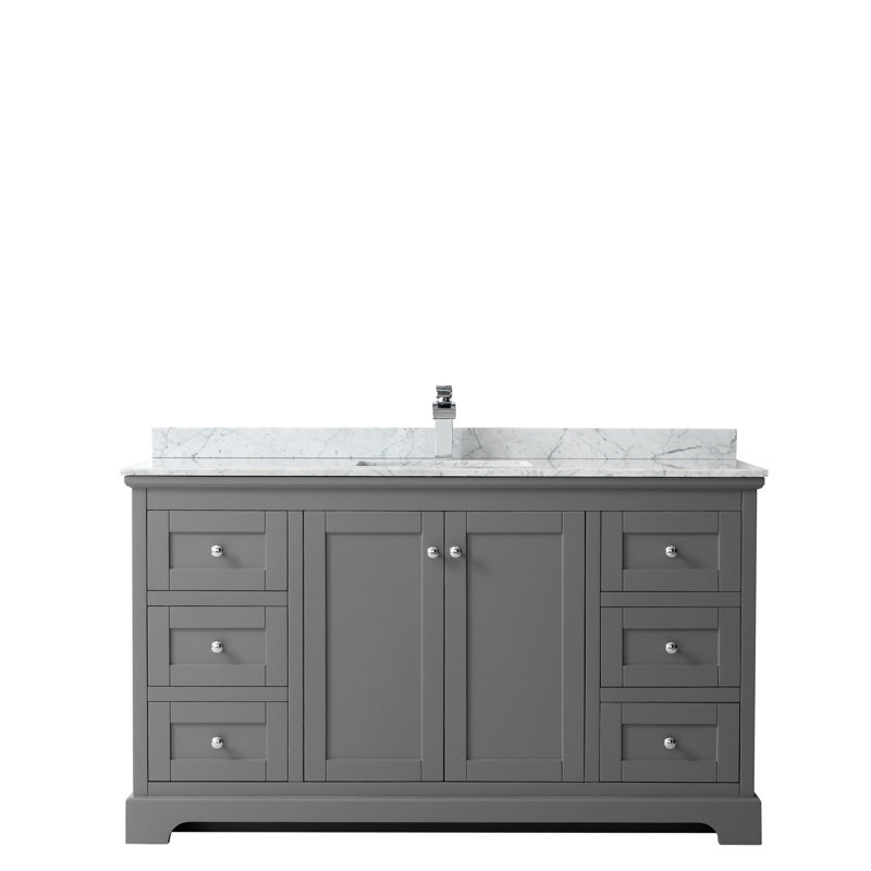 Ensemble de meuble-lavabo simple 60 po Avery, Gris foncé, Chrome poli