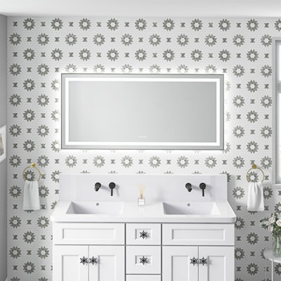 Miroir de salle de bain 60 po x 28 po à DEL avec façade et rétroéclairage