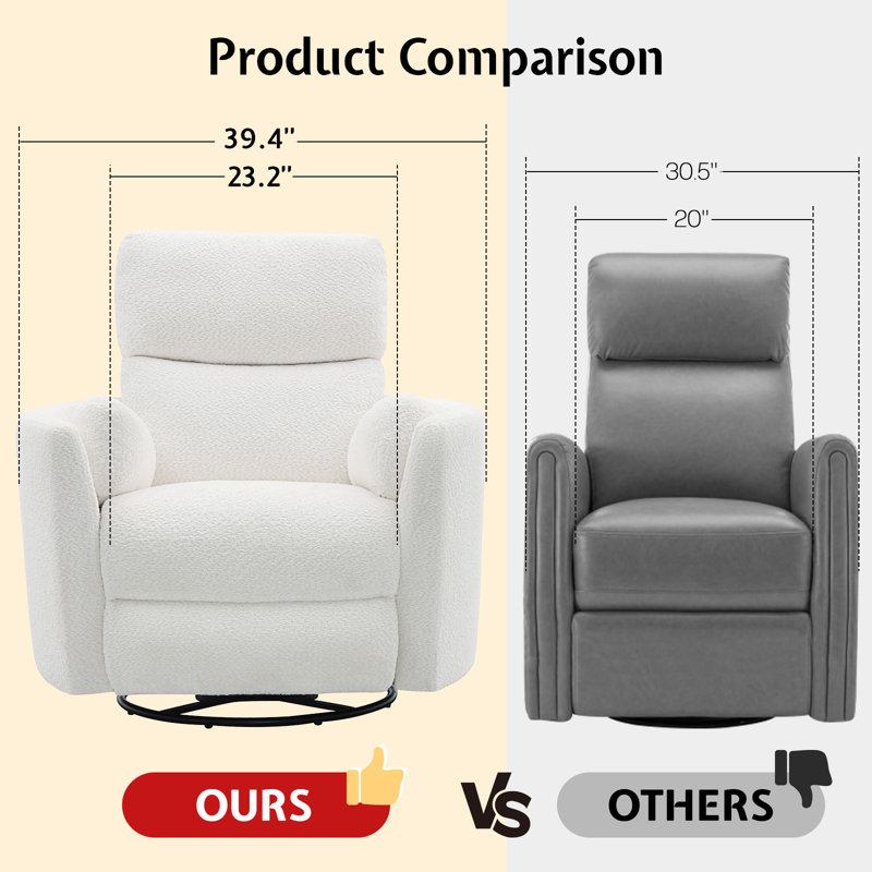 Power Swivel Rocking Recliner chair, Cream Teddy