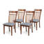 Ensemble de table de salle à manger 5 pièces, 4 chaises chaudes en bois massif de style classique avec table ronde à piédestal, ensemble de salle à manger avec coussins gris-1703000986