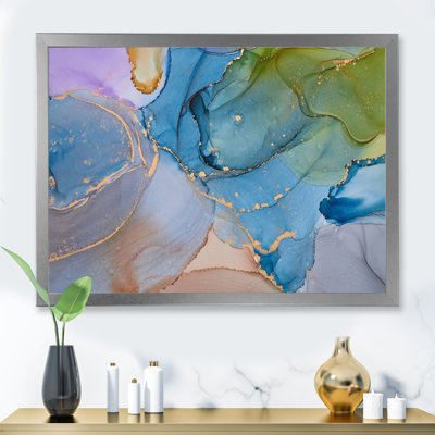 " Green And Blue Tender Liquid Art II " Painting Print