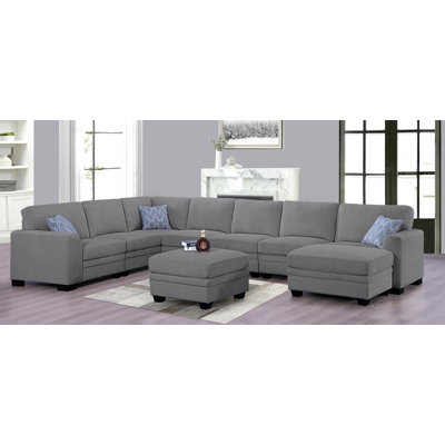 Keshvi Upholstered U-Shaped Sectional Reversible