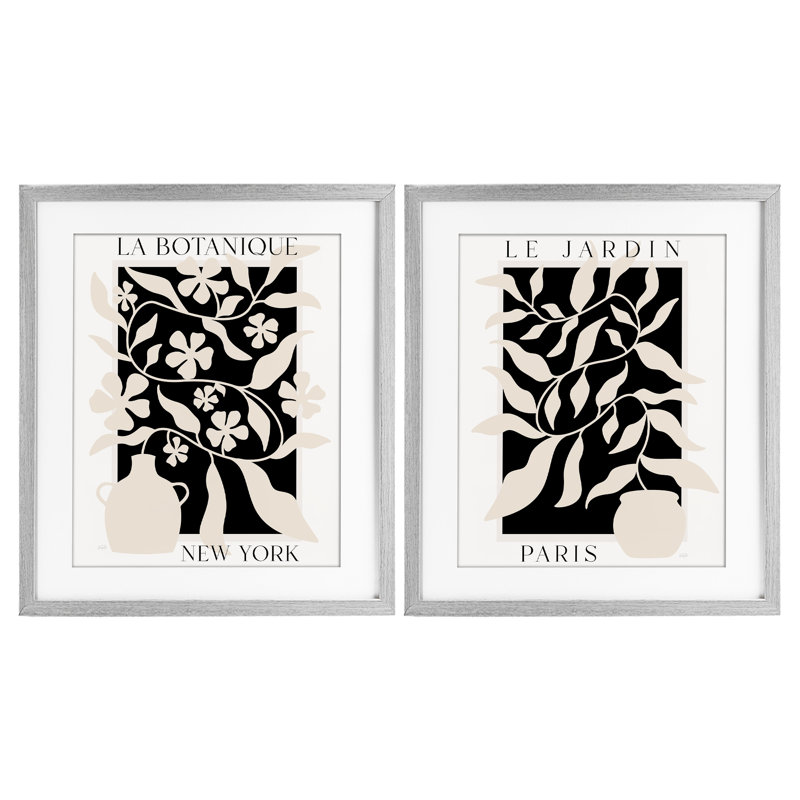 New York & Paris Botanicals, ensemble de 2 reproductions encadrées sous verre, design par Natalie Carpentieri