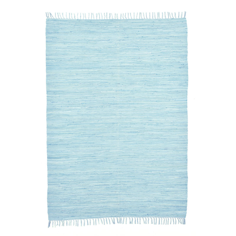 Hand Loomed Cotton Blue Indoor Rug, Rectangle 40 x 60cm