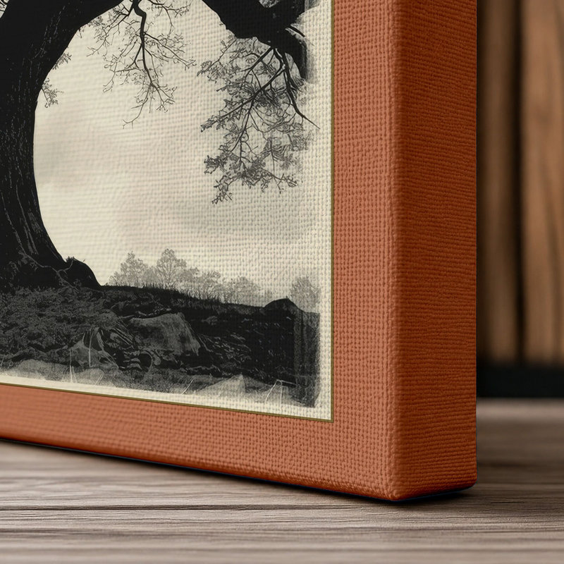 Ancient Tree Standing Botanical - Wrapped Canvas, 36x24 - 91.4 x 61.0 cm, Terracotta Border