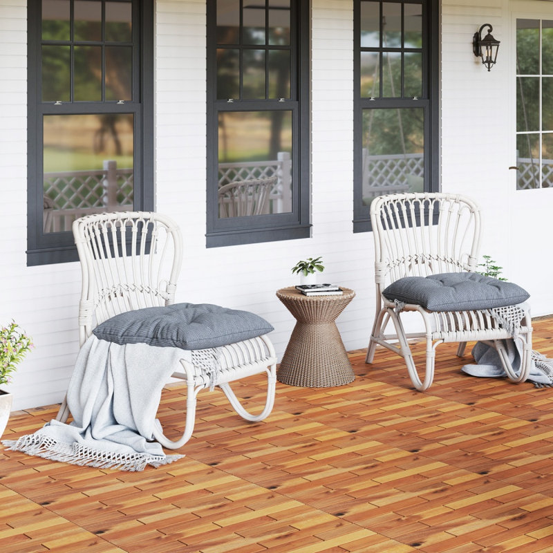 Dalles de terrasse emboîtables en acacia 24 po x 12 po (12 pièces), imperméables, sans outils