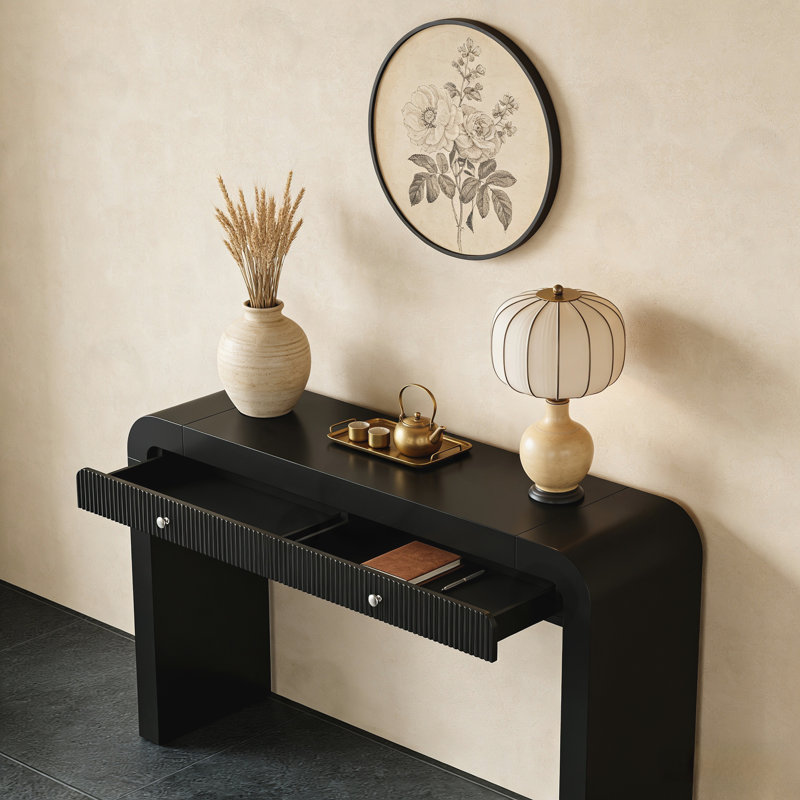 Ivywood with Fluted Drawer Front, Black