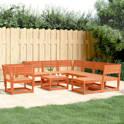  8 Piece Garden Lounge Set Wax Brown Solid Wood Pine
