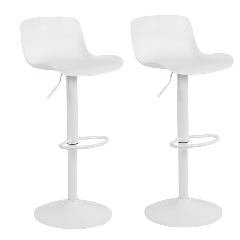 Adjustable Height Counter Stool with Metal Frame, White