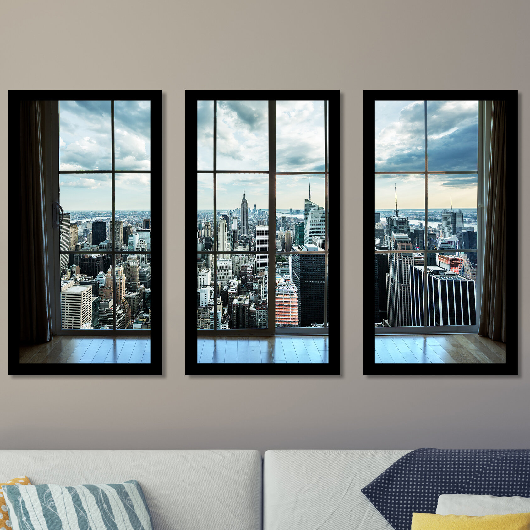 Ebern Designs  New York Window  3 - Pieces on Plastic  Acrylic & Reviews  | Wayfair