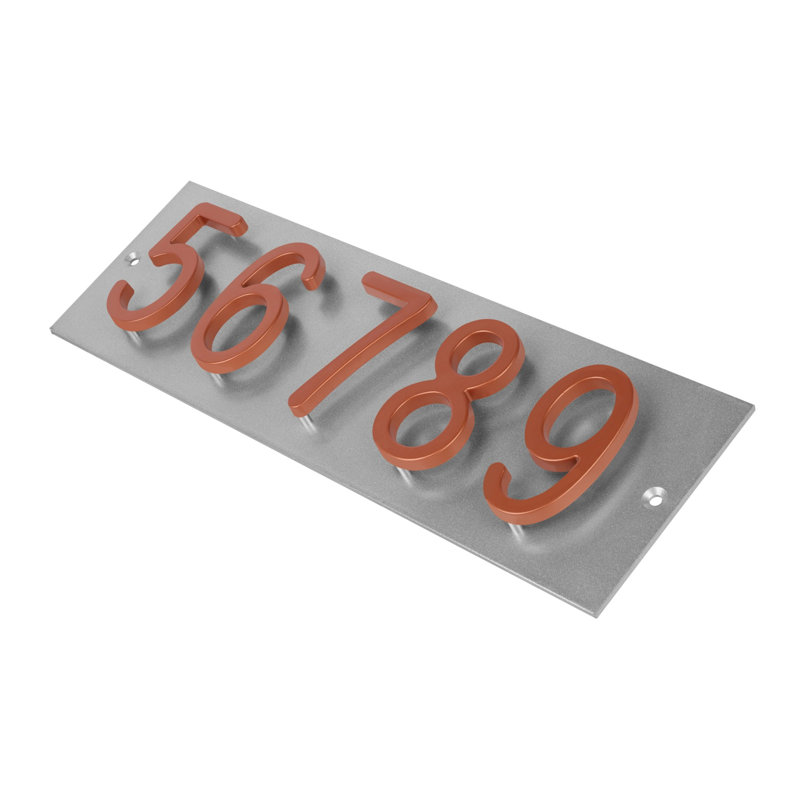 Plaque d'adresse horizontale Amgo Floating Modern, Argent, Cuivre, Oui