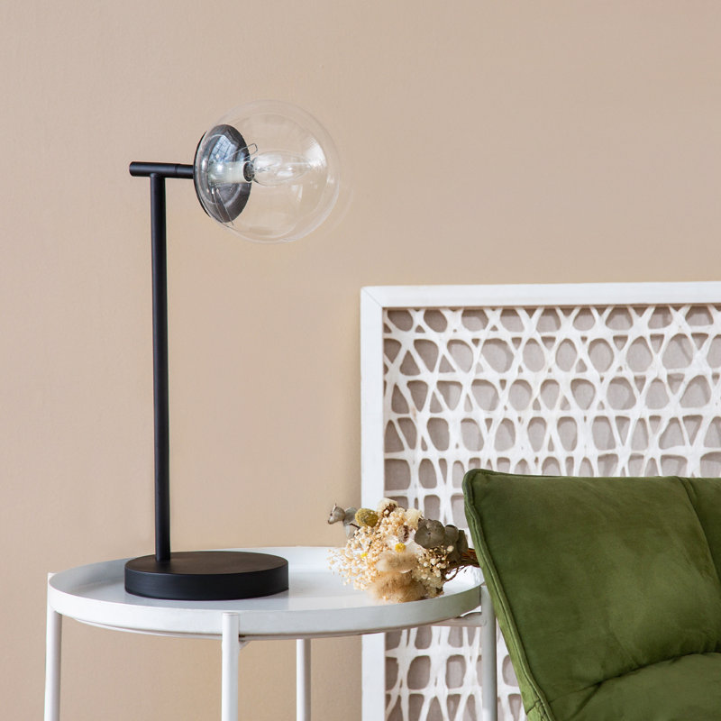 20" Black Table Lamp with Globe Shade