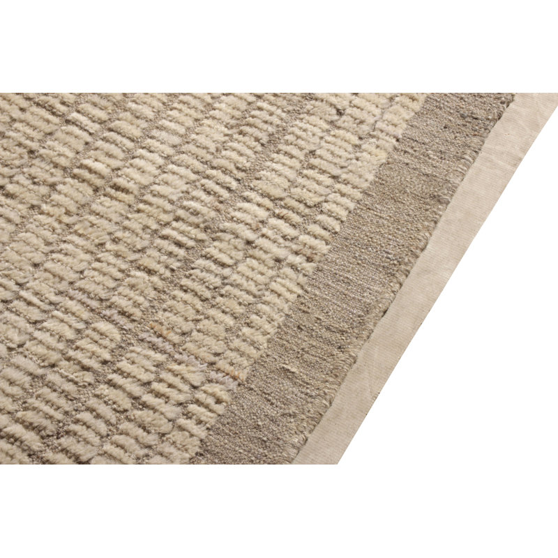 Moroccan Hand Knotted Wool Striped Area Rug, Rectangle 6' x 9'