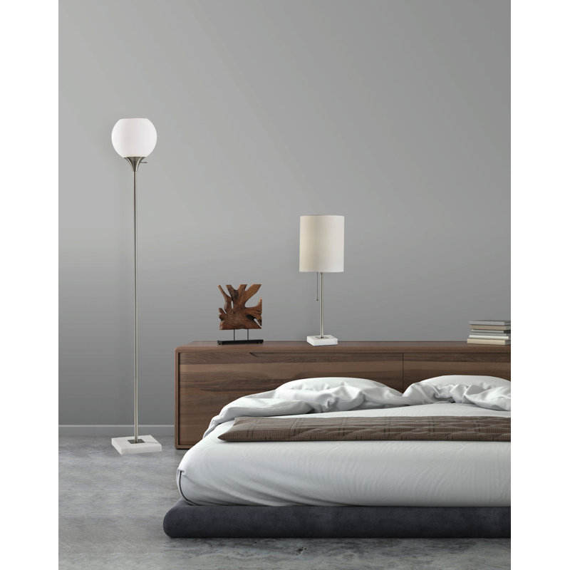 Lampe de table blanche 23 po Reed, Acier brossé
