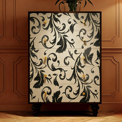 Armoire de rangement style français en bois massif à 5 tiroirs