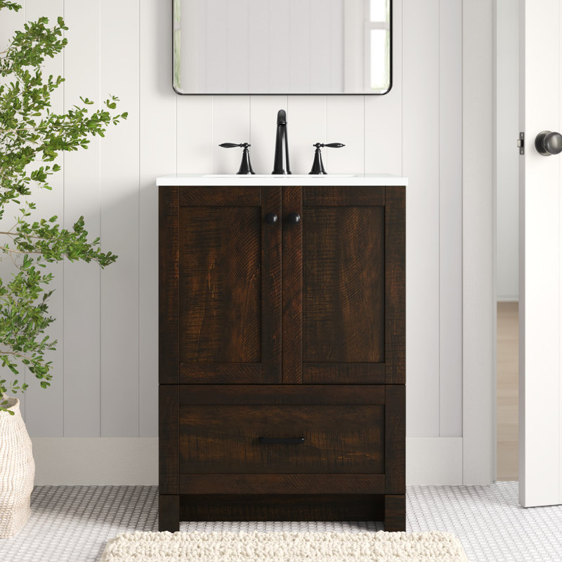 Soma 24'' Single Bathroom Vanity with Engineered Marble Top, Expresso