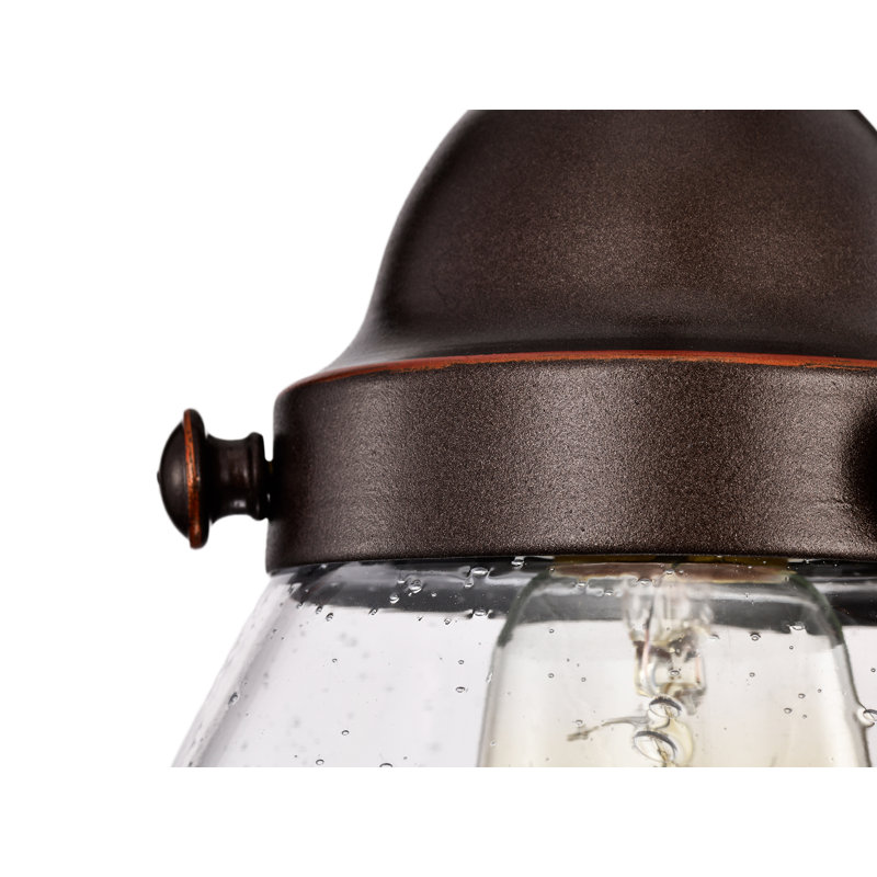 Luminaire suspendu en bronze huilé 1 lumière avec abat-jour en verre bullé, Oil Rubbed Bronze