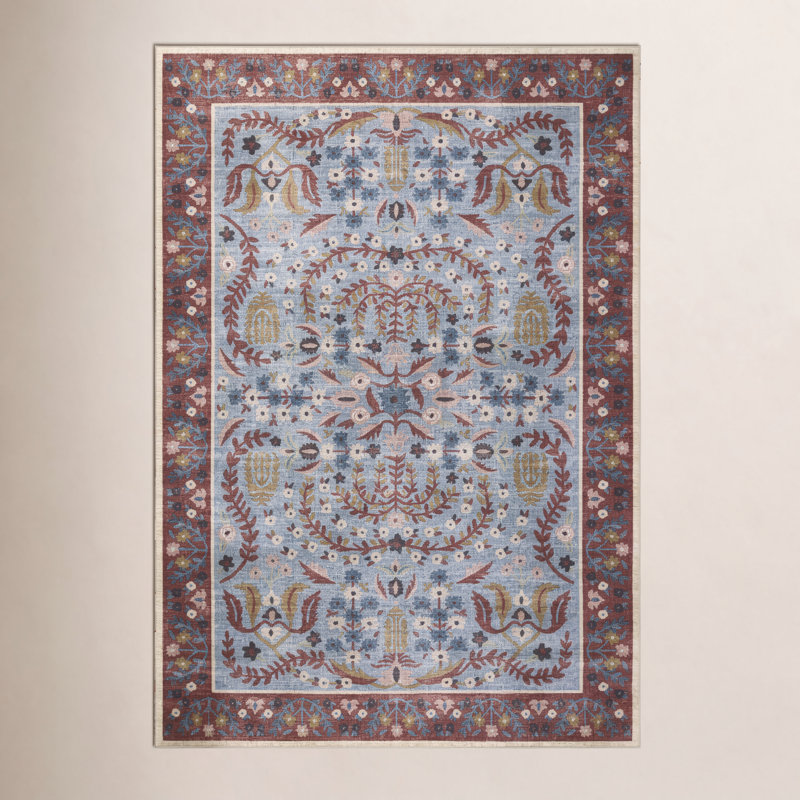 Rifle Paper Co. x Loloi Canopy Red / Blue Area Rug, Rectangle 5' x 7'6"