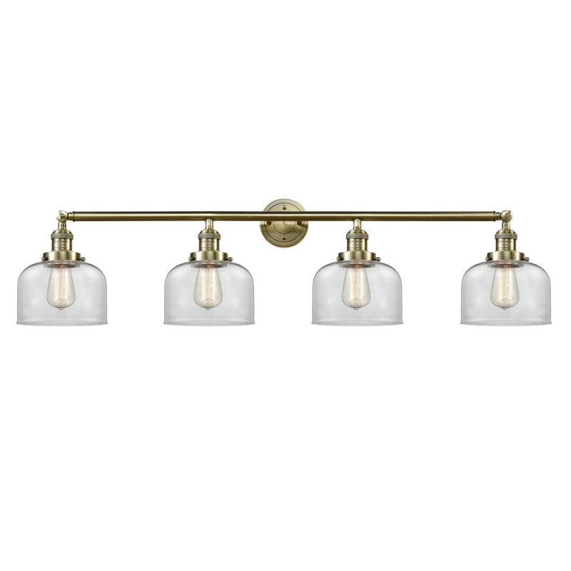 Luminaire de meuble-lavabo 4 lumières 44 po Bell, Laiton antique, DEL, Clair