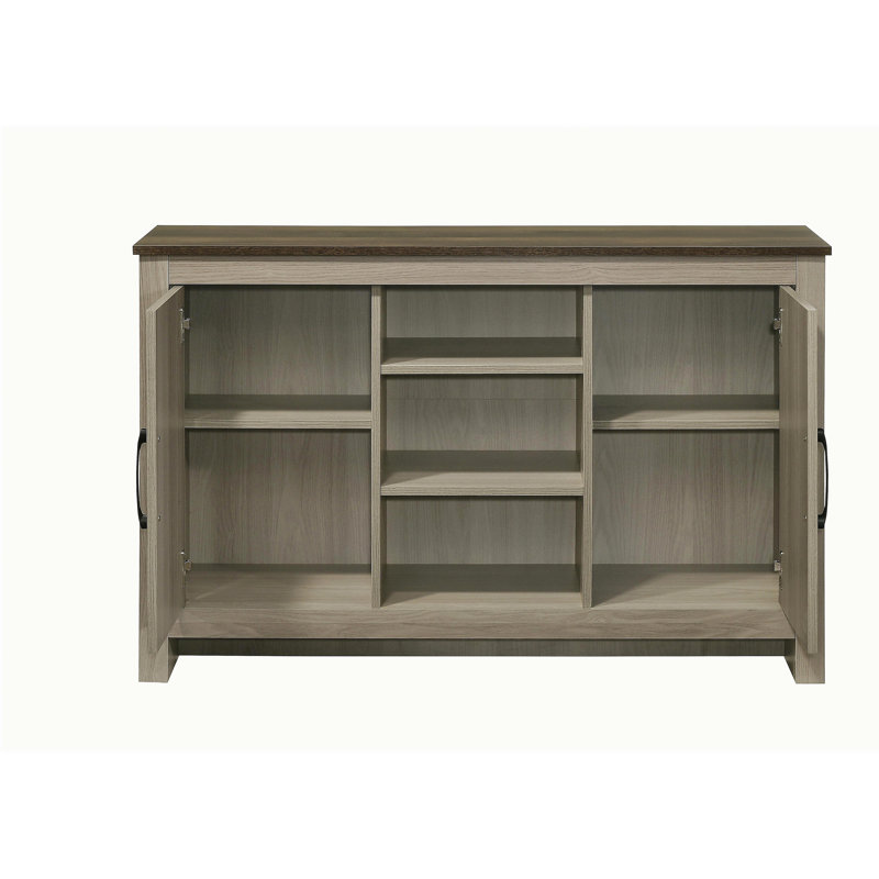 Console en chêne gris de 47 po Nyla, buffet, buffet avec tablettes et portes d'armoire, Chêne clair