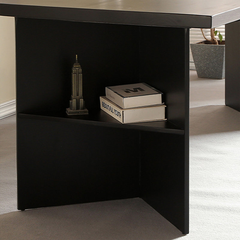 Black Rectangular Solid Wood desk, 29.53" H x 62.99" W x 27.56" D