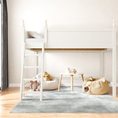 Lit mezzanine double compact, panneau de fibres à densité moyenne en bois beige, chambre d'enfant moderne