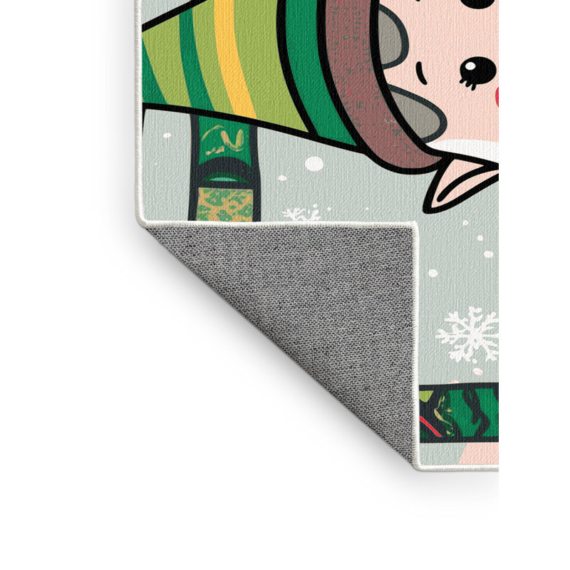 Tapis de vacances d'hiver de Noël lavable The Holiday Aisle®, Rectangle 6 pi x 9 pi