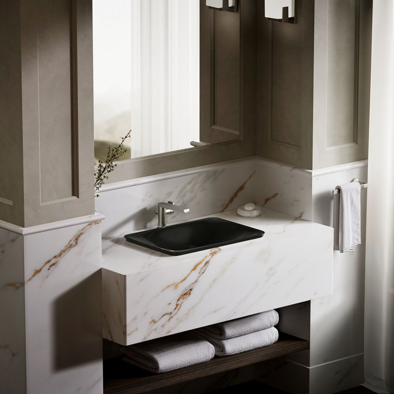 Carillon® Ceramic Rectangular Drop-in Bathroom Sink, Black
