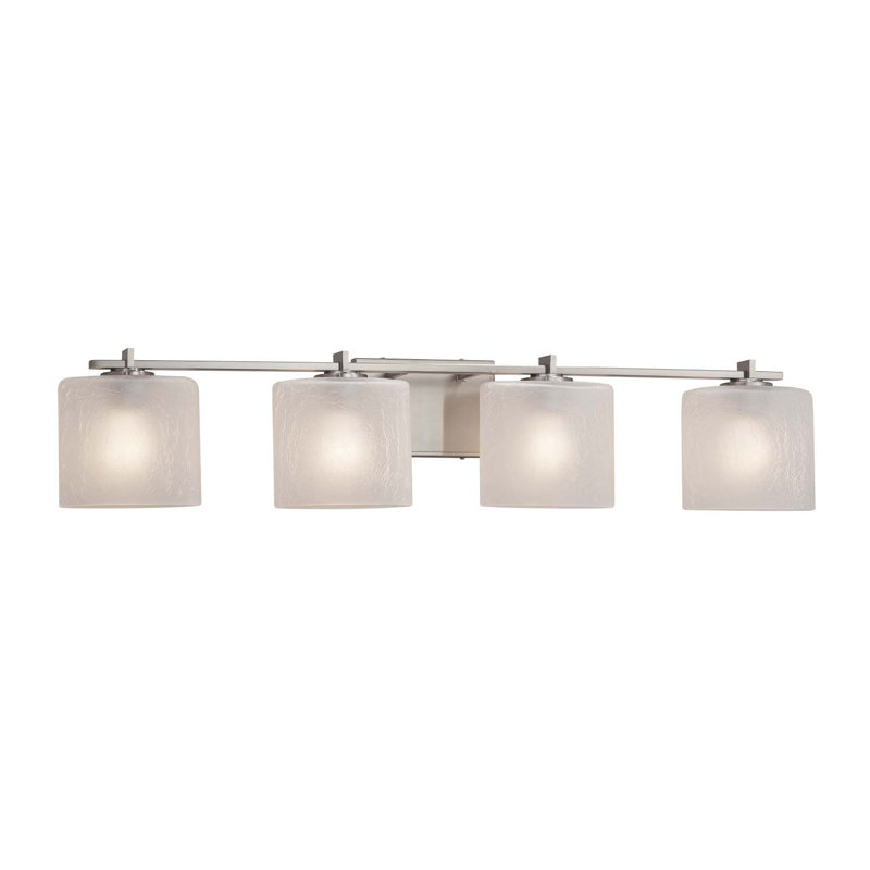 Éclairage pour salle de bain à intensité variable 4 lumières Casson, Nickel brossé, Craquelé givré, Non