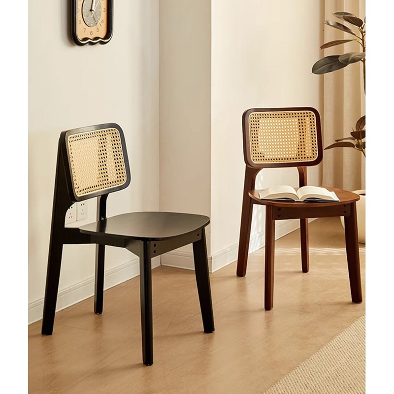 Chaise de salle à manger en rotin, Noir
