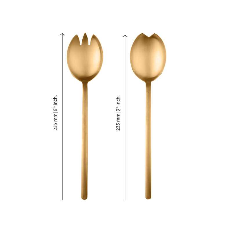 Due Stainless Steel Salad Servers, 9.63" L x 2.25" W, Ice Gold