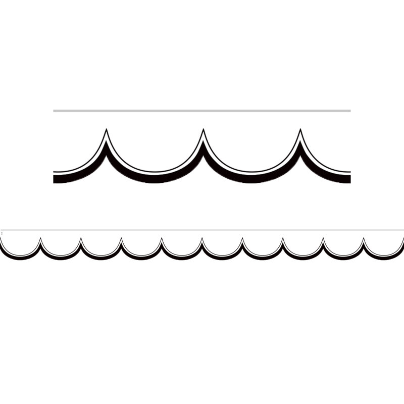 Bordure festonnée découpée, Blanc / noir