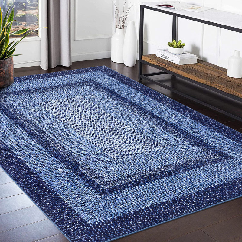 Tapis tressé imprimé tapis lavable tapis de maison de campagne intérieur rétro à poils courts Tapis de salon antidérapant Soft Boho