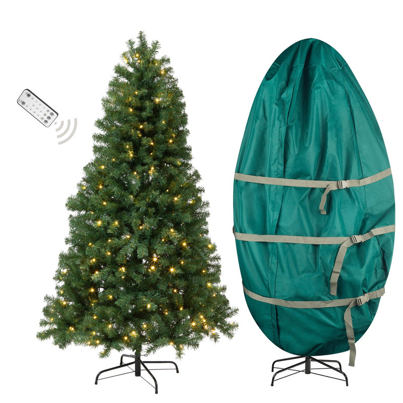 Arbre de Noël 6 pi avec sac de rangement vertical - arbre de Noël artificiel en épinette avec 250 lumières DEL, 798 pointes de branches réalistes et support - décorations de Noël 3 pièces faciles à assembler 