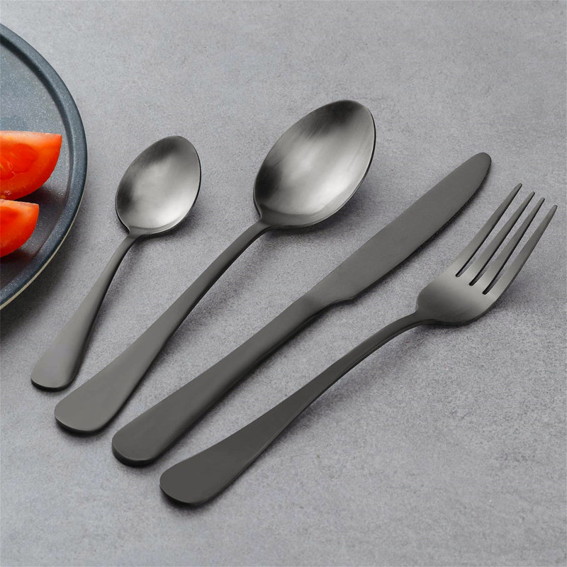 Metro Lane Blandenburg 16 Piece Stainless Steel Cutlery Set , Service for 4, Matte Black