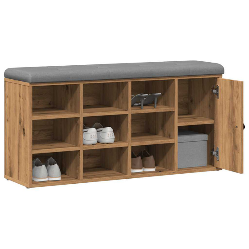 9 Pair Shoe Storage Bench, Artisan Oak