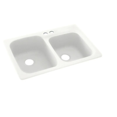 33'' L Mounting / Installation Required Double Bowl Solid Surface Kitchen Sink