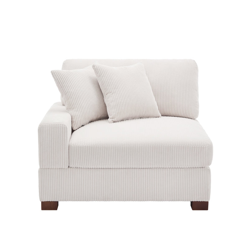 Fauteuil en velours côtelé Yalisa, Velours côtelé beige